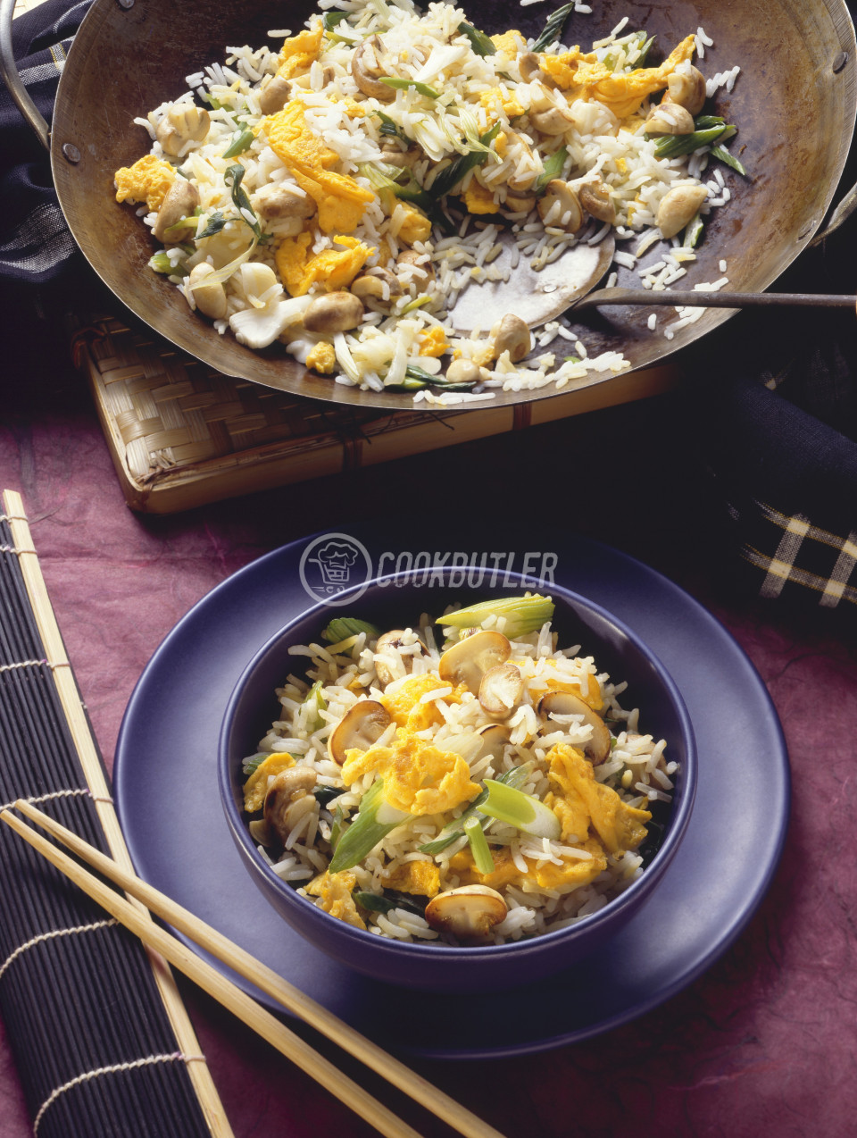 Reispfanne mit Champignons, Rührei mit Zwiebeln | preview