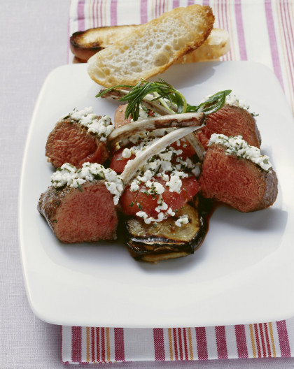 Lamb Chops with Aubergine and Soft Cheese