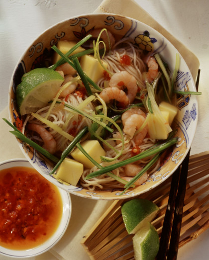 Noodle and Shrimp Bowl with Mango