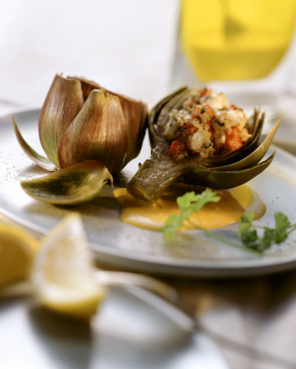 Artichokes filled with Crab
