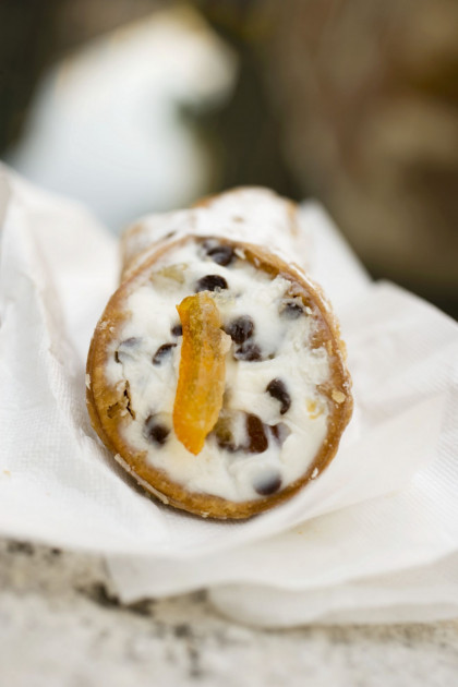 Choc chip and candied peel cannoli