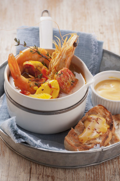 French seafood soup with toasts