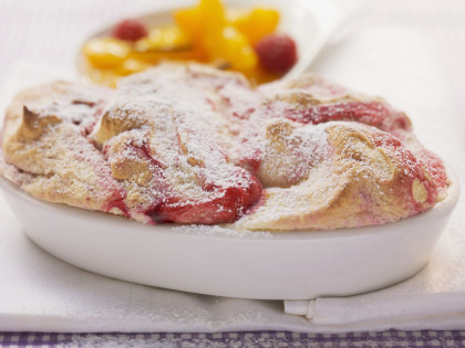 Risen fruit pudding from Austria