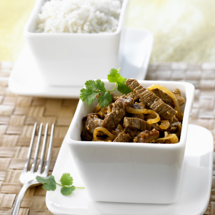 Beef curry with basmati rice (Indonesia)