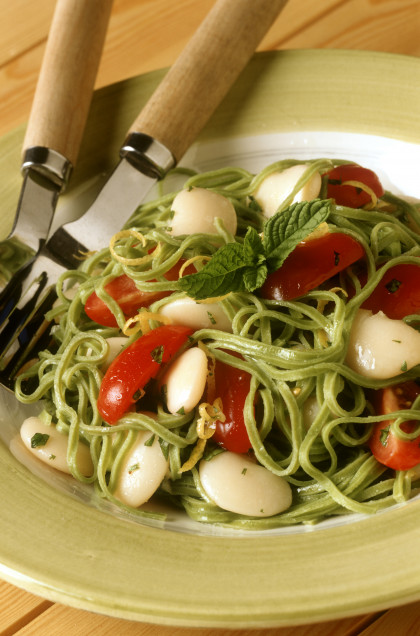 Pasta e fagioli - Green tagliatelle with white beans and tomatoes