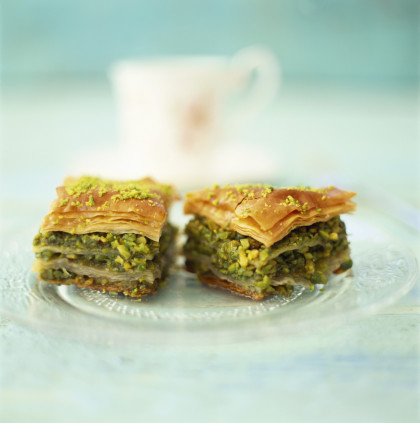 Baklava (Filo pastry with honey and pistachios, Greece)