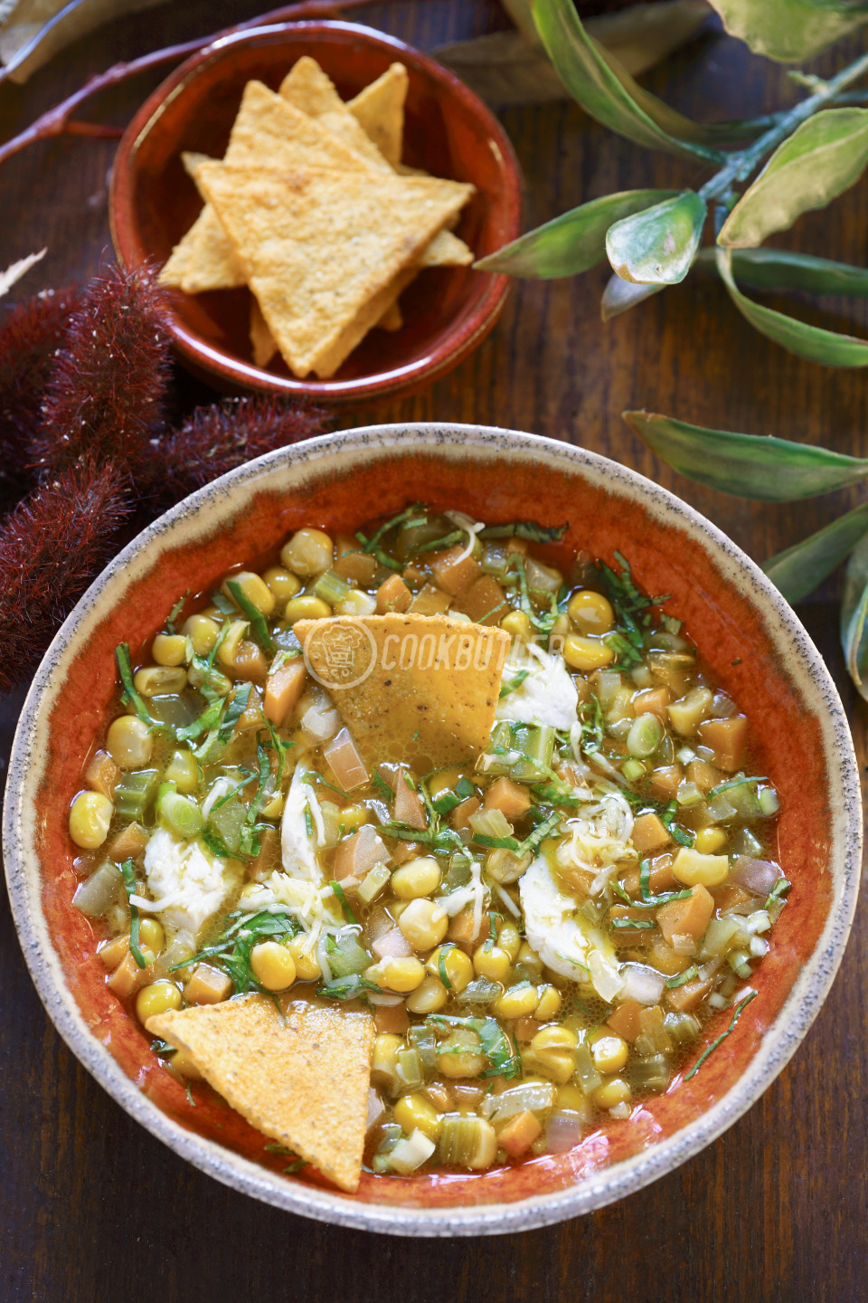 Sweetcorn soup with tortilla chips | preview