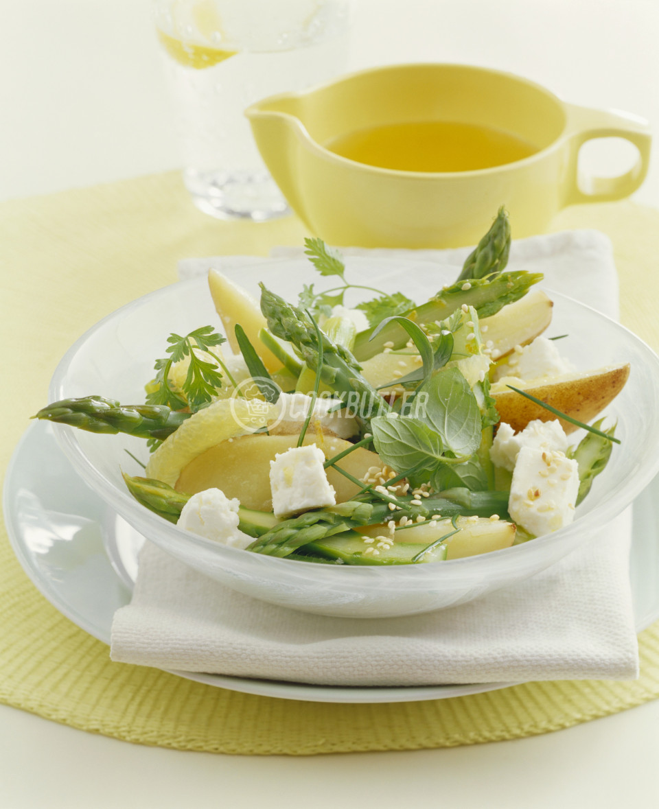 Pear and asparagus salad with herbs and feta | preview