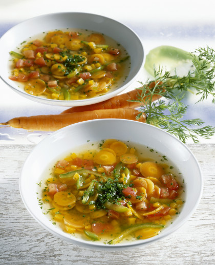 Carrot and pumpkin soup with peppers