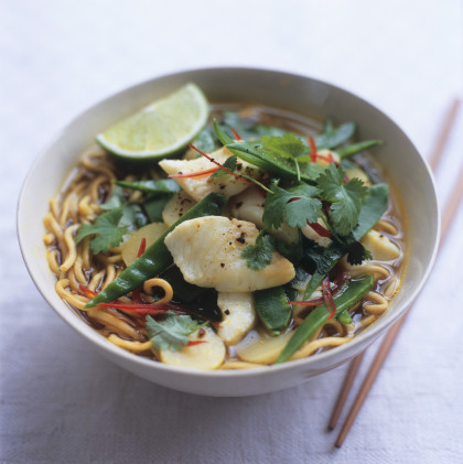 Asian noodle fish soup