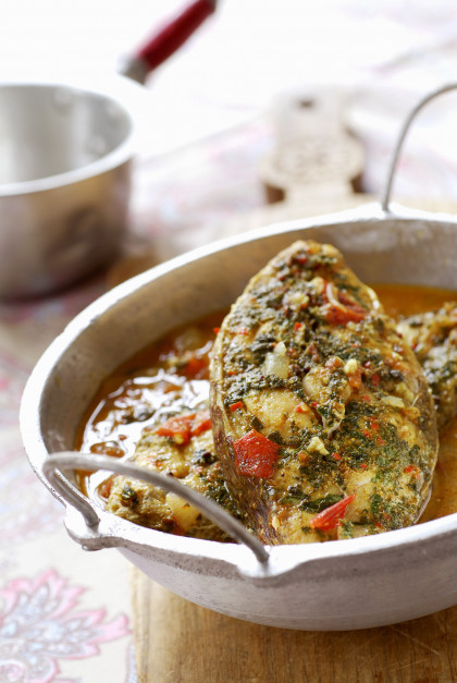 Sea bass steaks with Indian spices