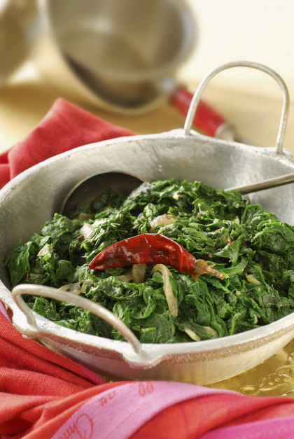 Spiced spinach with chillis