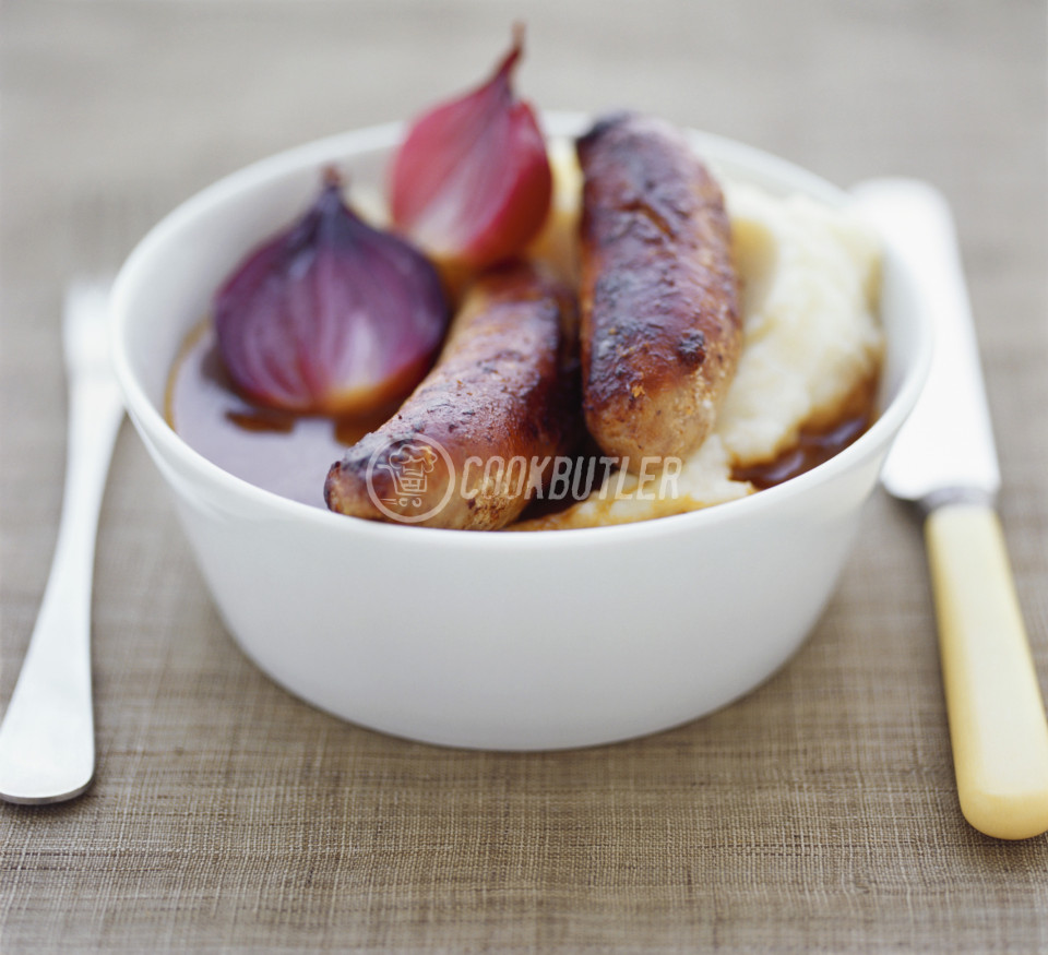Sausage and mash with onions and gravy | preview