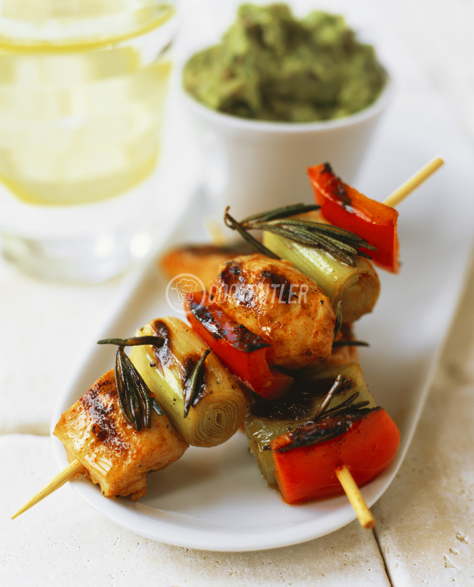 Grilled salmon and leek kebabs | preview