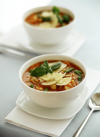 Tomato Soup with Vegetables and Parmesan