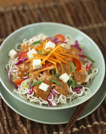 Noodles with Vegetables, Tofu and Peanut Sauce