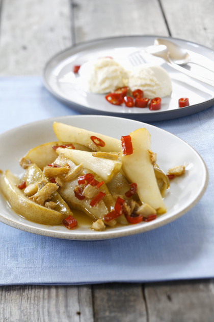 Pear dessert with chilli and ginger