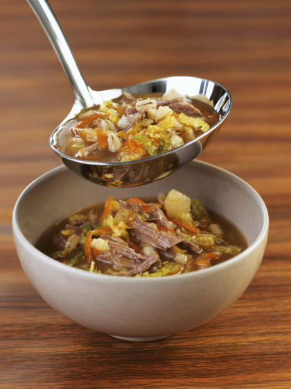 Beef stock with meat and vegetables