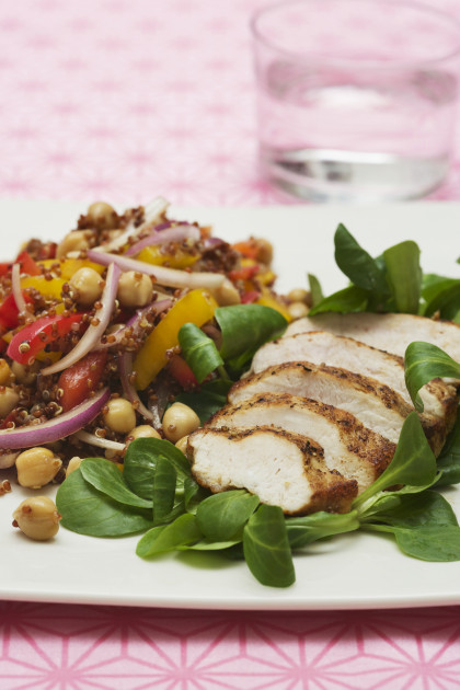 Chicken breast with red quinoa salad