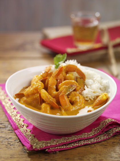 Shrimp curry with rice (India)