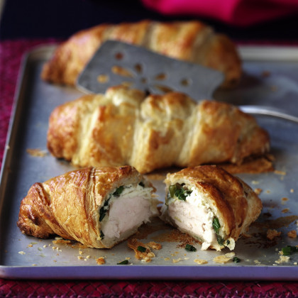 Croissant with chicken, spinach and cream cheese