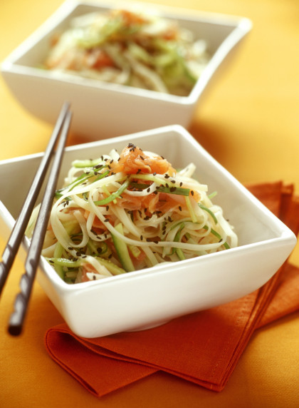 Japanese noodle salad with salmon