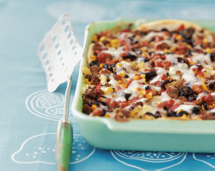 Mexican bake with sweetcorn, mince and peppers