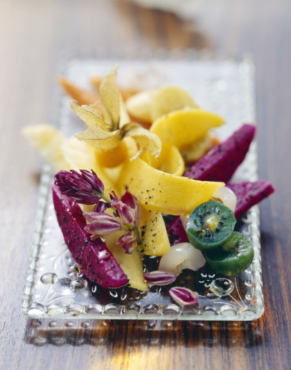 Colourful Fruit Salad with Olive Oil and Black Pepper