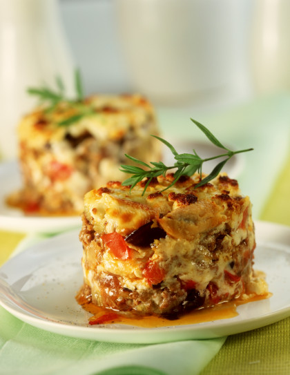 Aubergine moussaka with sheep's cheese