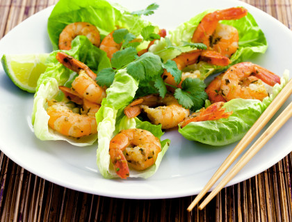 Thai Shrimp with lettuce and coriander