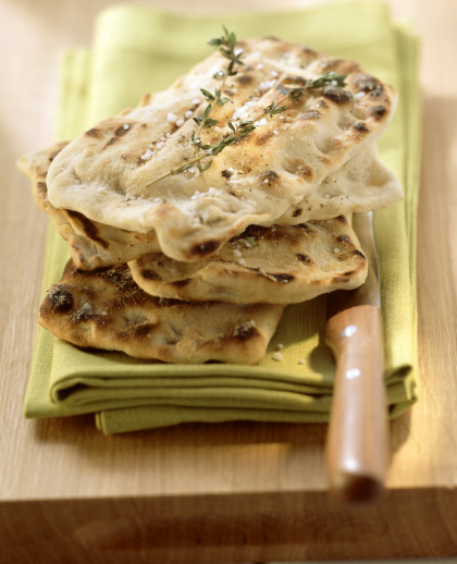 Grilled focaccia bread with soft cheese filling (gluten-free)