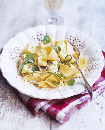 Ribbon Pasta with Courgettes, Parmesan and Basil