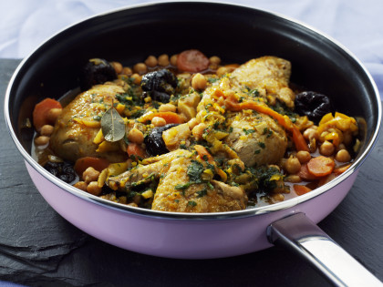 Moroccan chicken stew with chickpeas