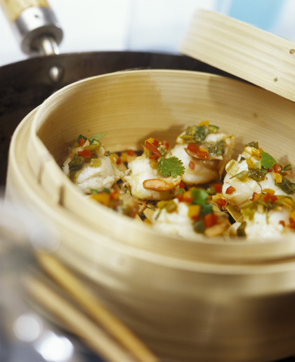 Steamed scallops