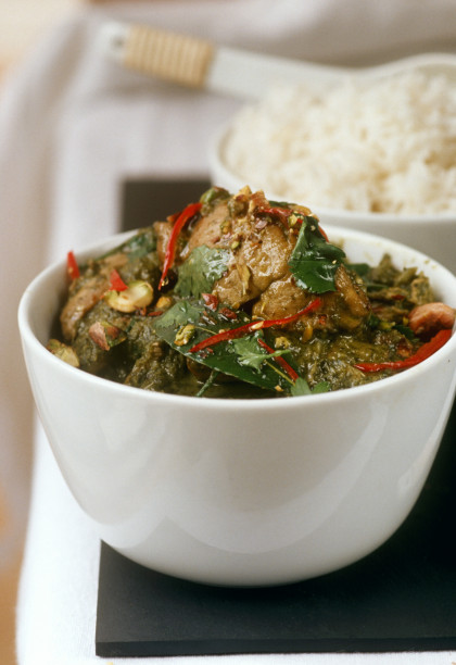 Green chicken curry with rice