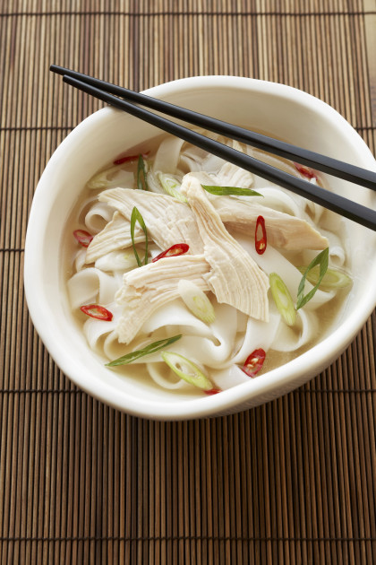 Vietnamese pho soup with chicken