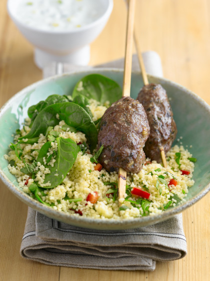 Minced lamb kebabs with couscous