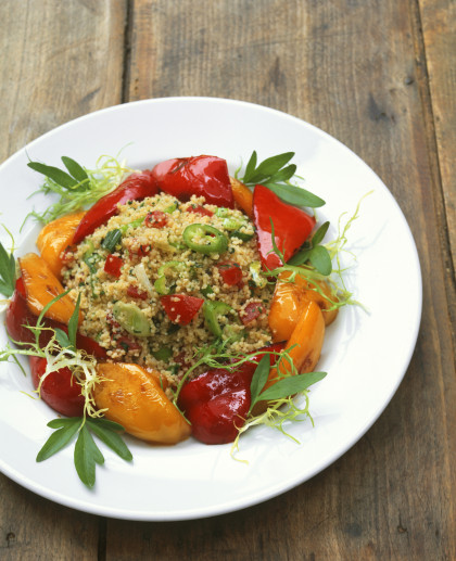 Couscous with pickled peppers and chilli peppers