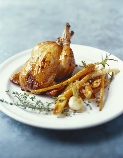 Roast chicken with root vegetables