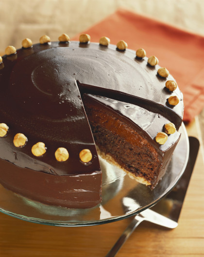 Chocolate mousse cake with macadamia nuts