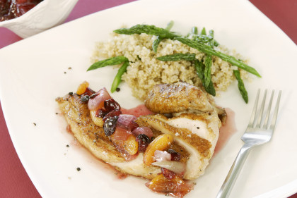 Roast Chicken Breast with Peach Cranberry Sauce