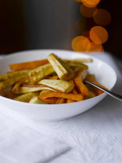 Roasted parsnips and carrots