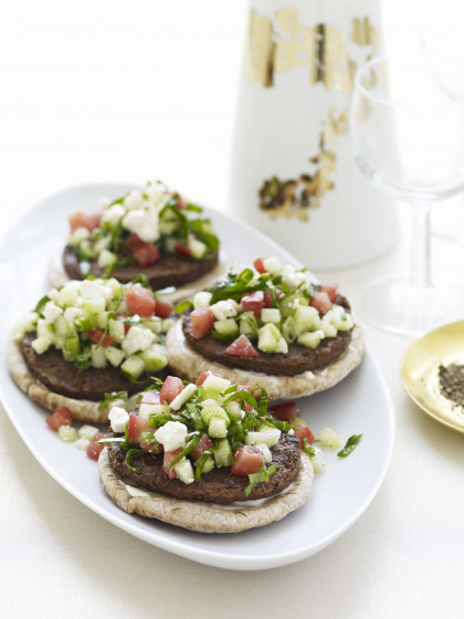 Lamb burgers with feta and tomatoes