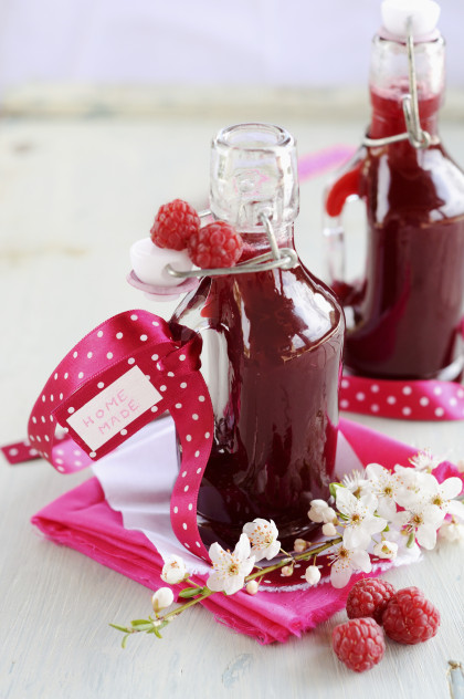 Homemade raspberry juice