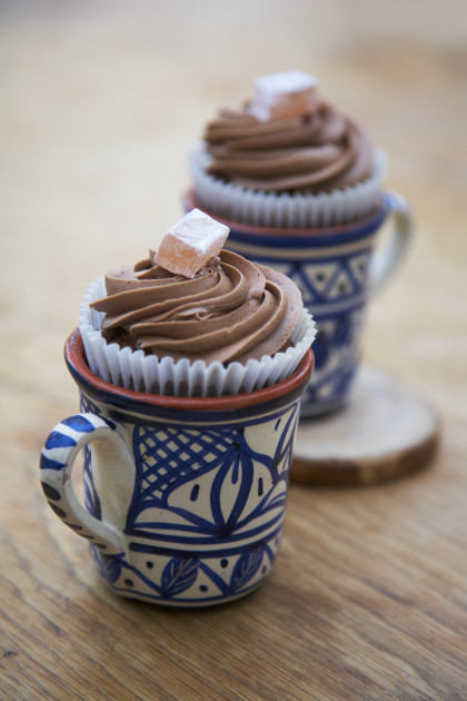 Chocolate cupcakes with Turkish Delight