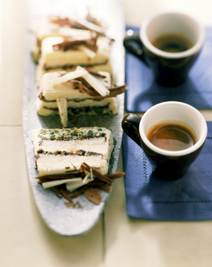 Semifreddo al Caffè / Frozen Coffee Cake with Chocolate Cream and Pistachios