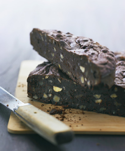 Chocolate cake with nuts and pistachios