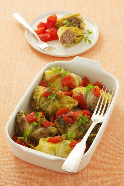Paleo Cabbage leaves stuffed with mince and tomatoes