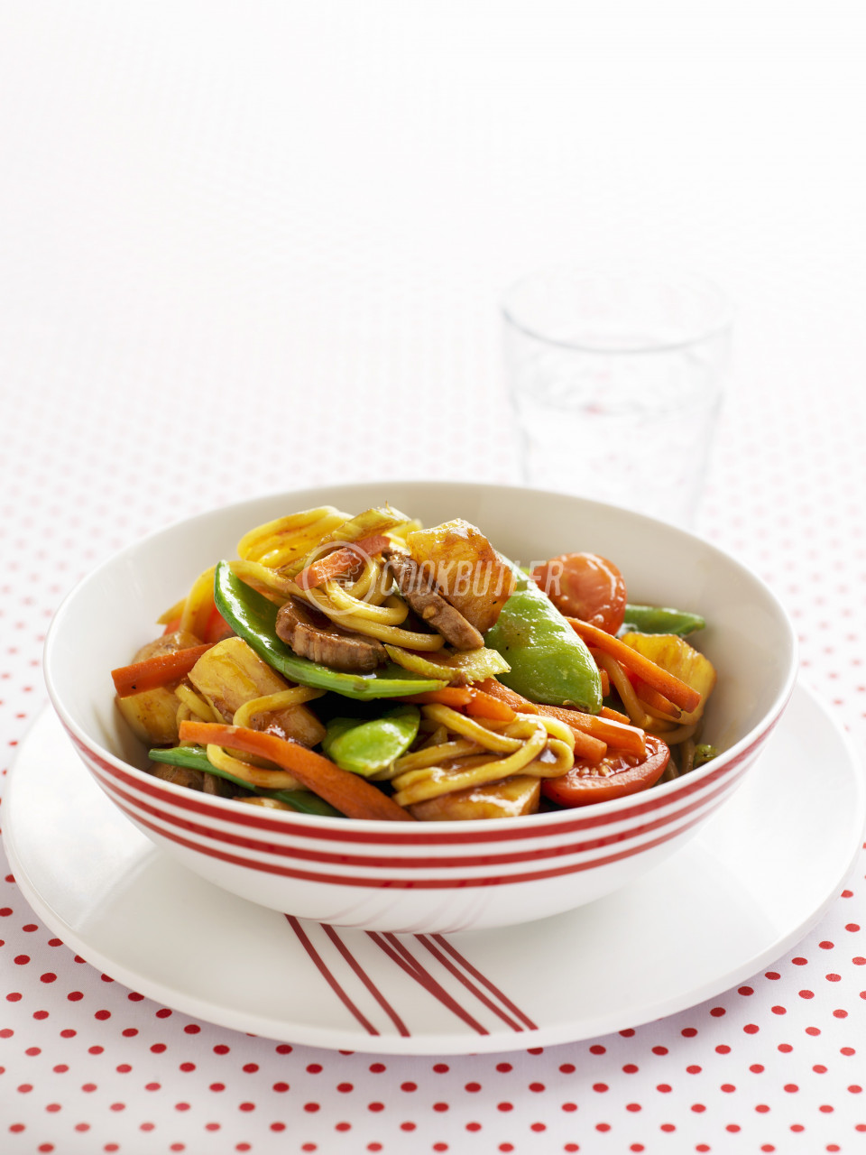 Gluten-free Sweet and sour pork with vegetables and noodles | preview