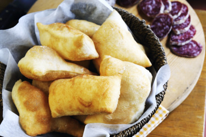 Gluten-free Torta fritta con salame (fried Italian pastries)